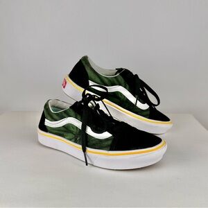 Vans Boys Old Skool Sneakers, Green/Black/White/Yellow, Size 4.5